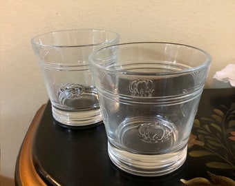 Set of 2 Crown Royal Whiskey Rocks Glass Made In Italy Raised Logo Free Shipping Glasses Glassware Vintage