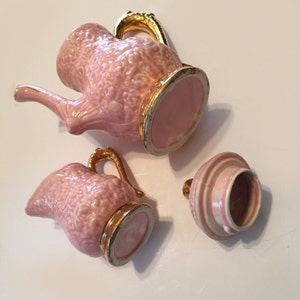 Vintage Ceramic Pink Teapot with Matching Pitcher Set Pink Roses Home Decor Princess Party Tea Pot image 4