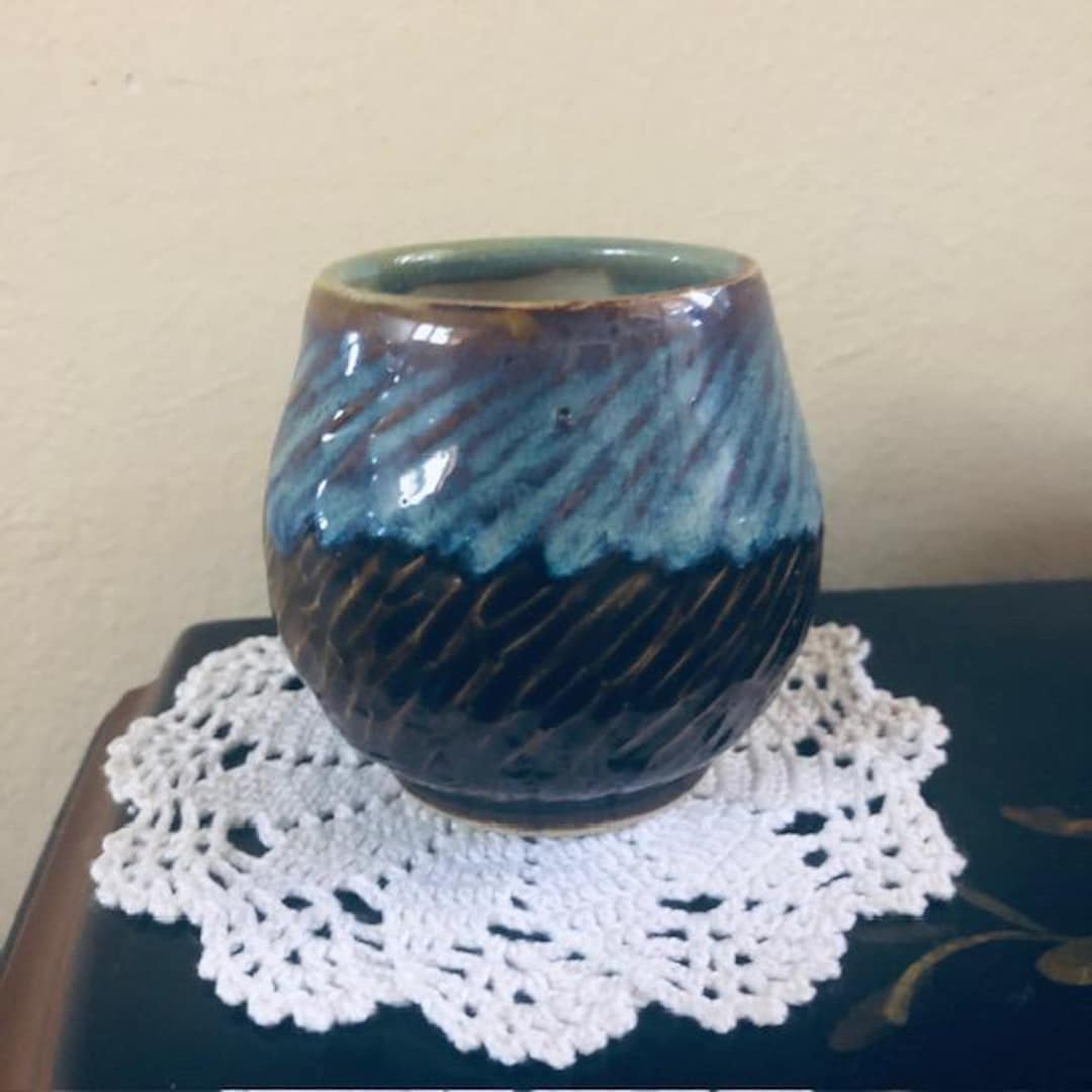 Blue and Brown Small Hand Thrown Bud Vase Art Pottery Free Shipping ...