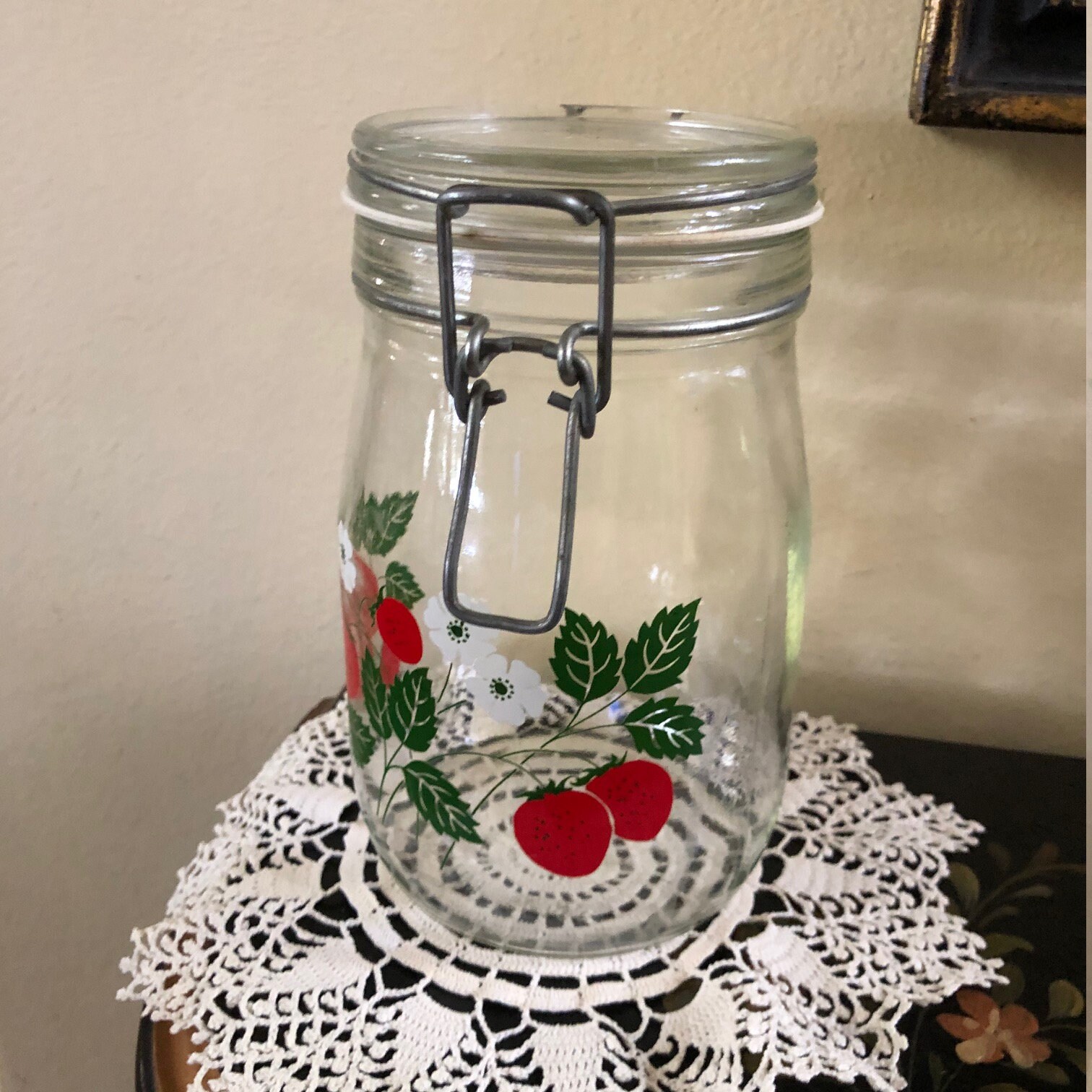 Strawberry Themed Design Mason Jar Storage Bottle with Metal Etsy