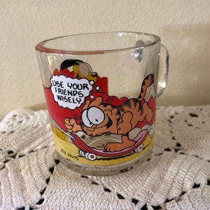 Vintage Mcdonalds Garfield Collectible Glass Mugs Cup Jim Davis