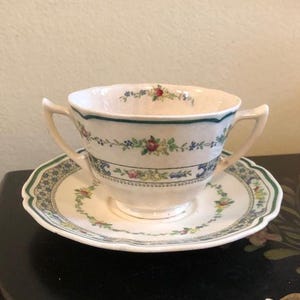 Vintage Antique Royal Doulton Bullion Soup Cup and Saucer Set Free
