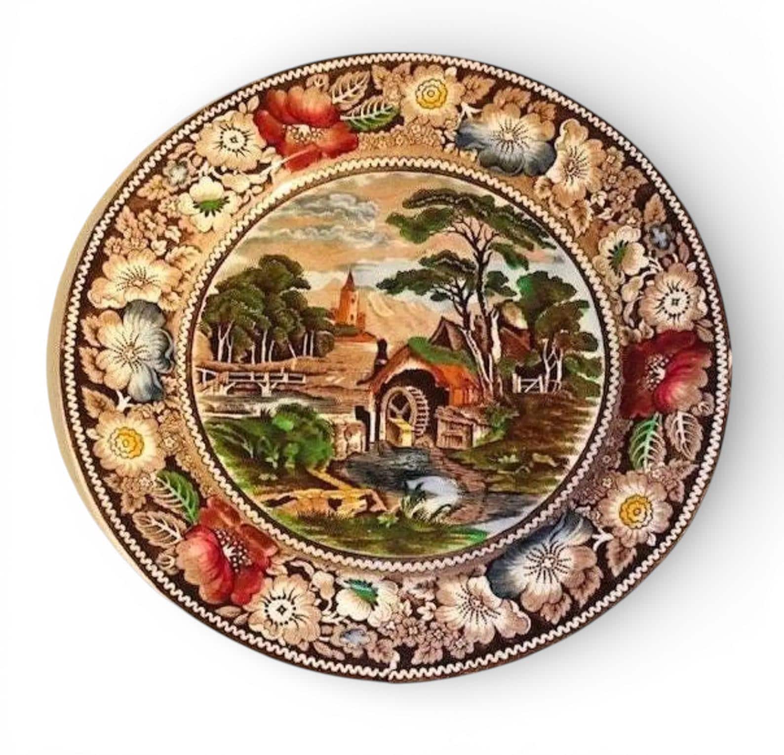 Vintage W.R. Midwinter Ltd Rural England Brown Multi Color Dinner