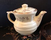 Yellow and Gold Vintage Enterprise Aluminum Co. Ceramic Drip O Lator Tea Pot FREE Shipping Ohio Pottery USA