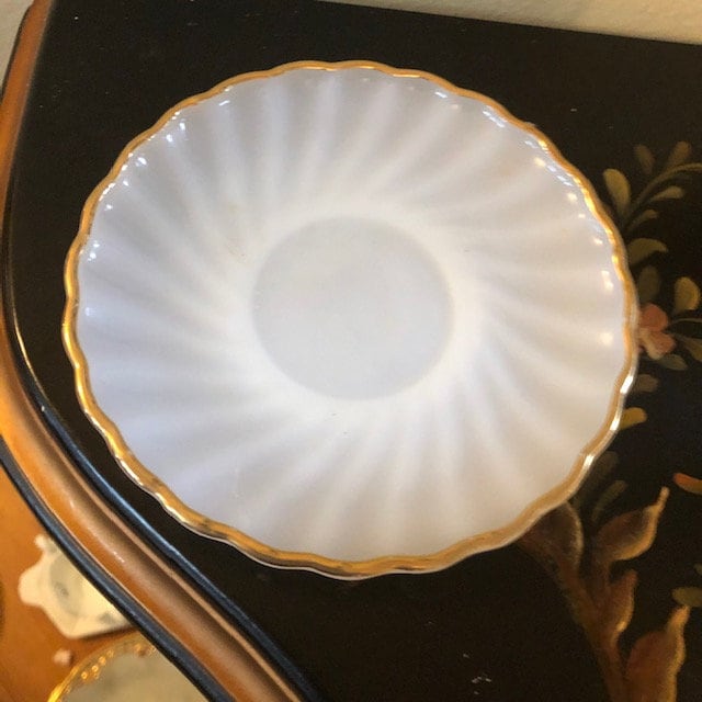 Vintage Fire King Ovenware Tea Cup Milk Glass With Gold Trim Free