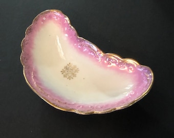 Vintage Pink Bone Dish Trinket Free Shipping Dresser Home Decor