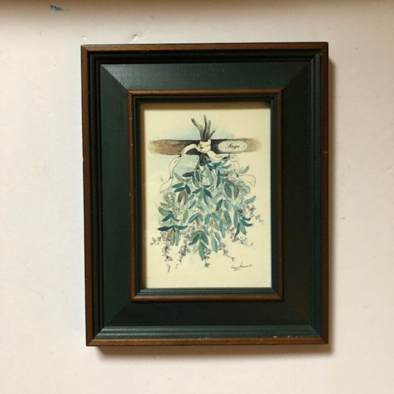 Sage Garden E Framed Print With Hunter Green Wood Frame Image 0
