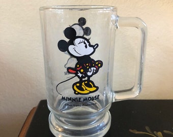 Vintage Walt Disney Minnie Mouse Glass Mug Glassware