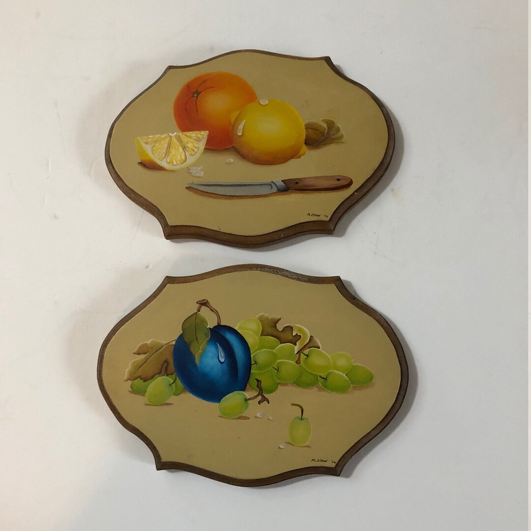 Vintage 1976 Fruit Themed Hand Painted Wall Plaque Free Shipping ...