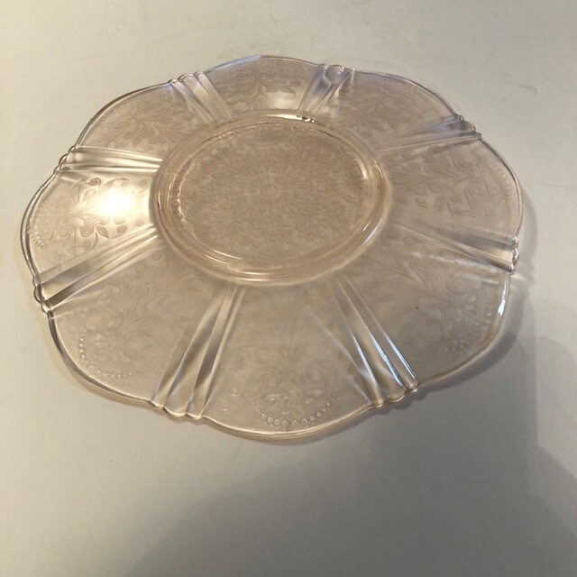 Large Light Pink Depression Glass Round Serving Platter Free Etsy