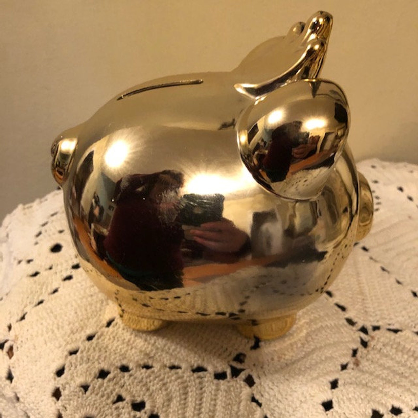 Vintage Gold Princess Piggy Bank With Tiara and Rhinestones Etsy New