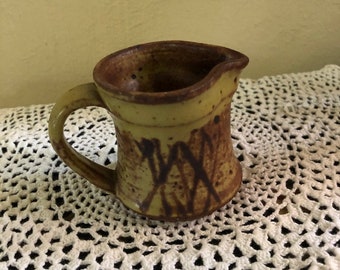 Single Serve Hand Thrown Pottery Creamer Small Pitcher Rustic Farmhouse Stoneware Toothpick Holder