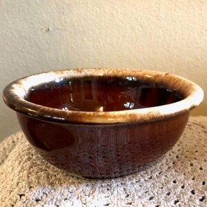 Vintage Hull USA Brown Ceramic Small Bowl Replacement Drip Glaze Oven Proof Pottery Style Free Shipping