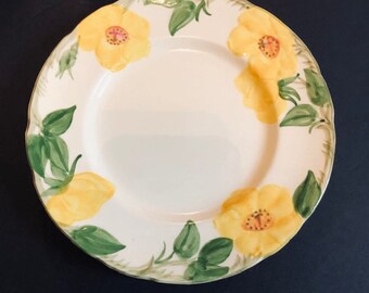 Single Meador Rose Franciscan Black Mark Luncheon Salad Plate Free Shipping Vintage Yewllo Flower Floral Replacement