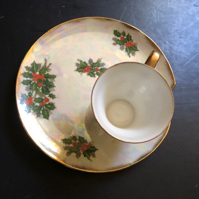 ウード(チュニジア産) Vintage Christmas Tea Cup With Plate With Holly Design Free