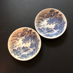 Set of 2 Vintage Countryside Wedgwood Dessert or Berry Bowls Free Shipping Replacements England Blue and White
