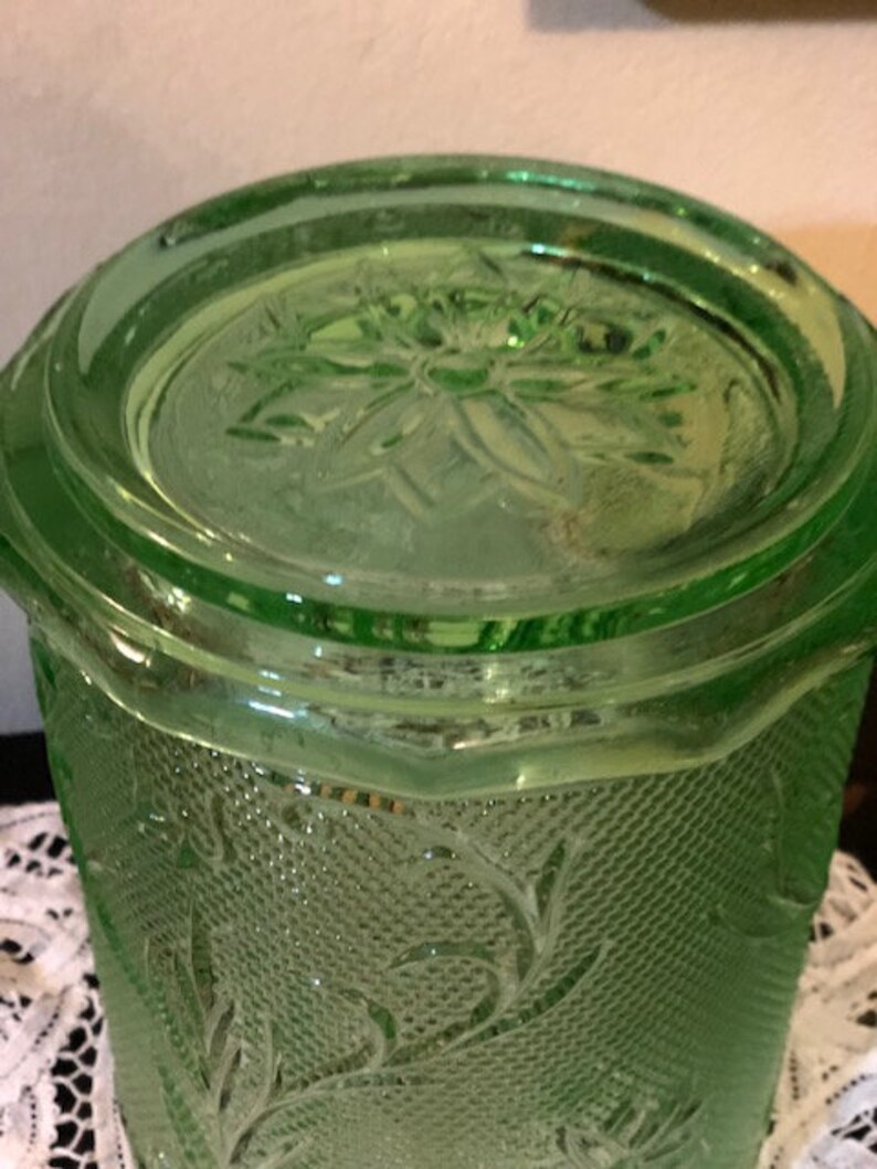 Tiara Chantilly Indiana Sandwich Glass Green Canister With Lid Etsy