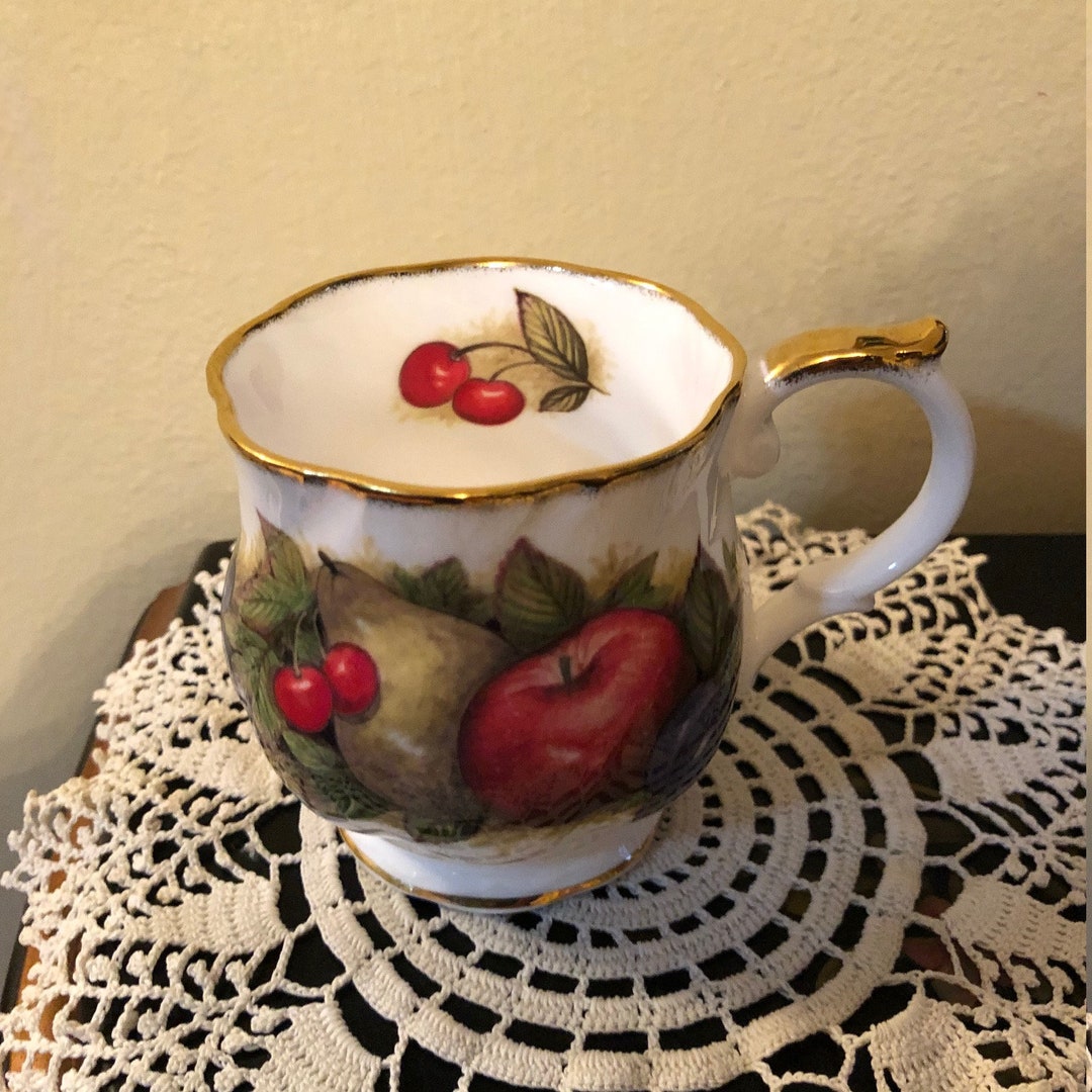 Queens Fine Bone China Fruit Design Tea Cup Coffee Mug Free Etsy