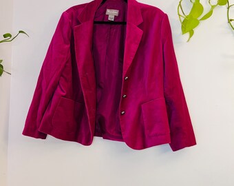 Gorgeous Vintage Velvet Rich Berry Purple TanJay Blazer Size 14P