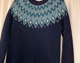 Wind River Blue Vintage Fair Isle Knit Sweater Size Small