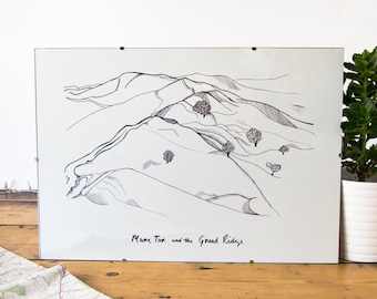 Mam Tor and the Great Ridge Landscape Illustration // Peak District Print