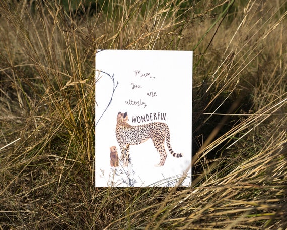 Mum You Are Utterly Wonderful Cheetah Card // Mother's Day Card // Animal Mum Card // Cat Mummy Card // Cheetah Wild Cats