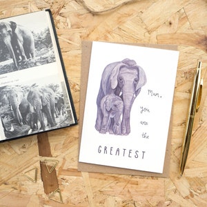Maman Tu es la plus grande carte d’éléphant // Carte de fête des mères // Carte de maman d’animal // Carte de momie // Illustration d’éléphant