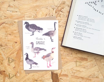 Thanks a Gaggle Greetings Card // Thank You Card // Funny Animal Card // Bird Card // Gaggle of Geese