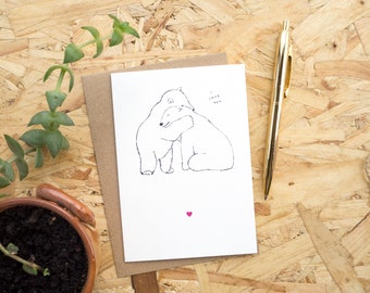 Bear Hug - I love you card // Anniversary Love Card // Cute Bear Card // Card for Girlfriend Boyfriend Husband Wife // Valentine's Day Card