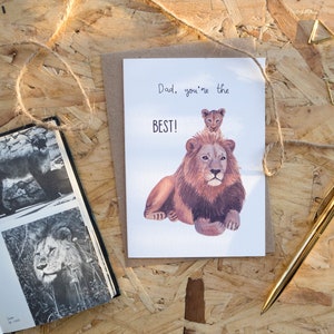 Lion Father's Day Card // Dad You're The Best Lion Card // Animal Fathers Day Card // Animal Dad Card // Best Dad // Lion Father’s Day