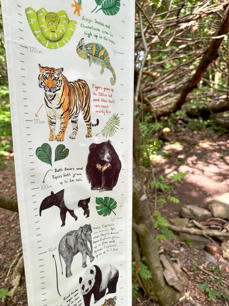 Tapir Chart Jungle Animal Fabric Height Chart - Etsy