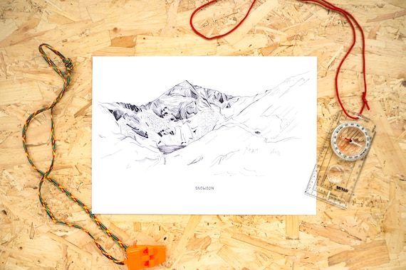 Snowdon Landscape Illustration // Snowdonia Print // British Landscapes Line Illustration