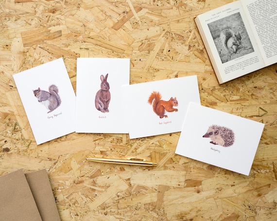 British Wildlife Card Pack // Luxury Blank Cards // Animal Card Set // Notecard Pack of 4