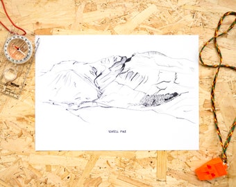 Scafell Pike Landscape Illustration // Lake District Print // British Landscapes Line Illustration