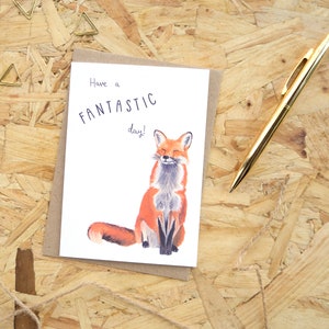 Carte de vœux Pour une journée fantastique // Carte de joyeux anniversaire // Carte d’anniversaire vierge // British Wildlife // Carte d’anniversaire Fox