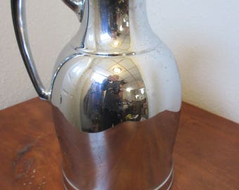 Vtg. Mid Century Modern Glass Thermal Carafe Decanter LANDERS FRARY CLARK Universal,Chrome