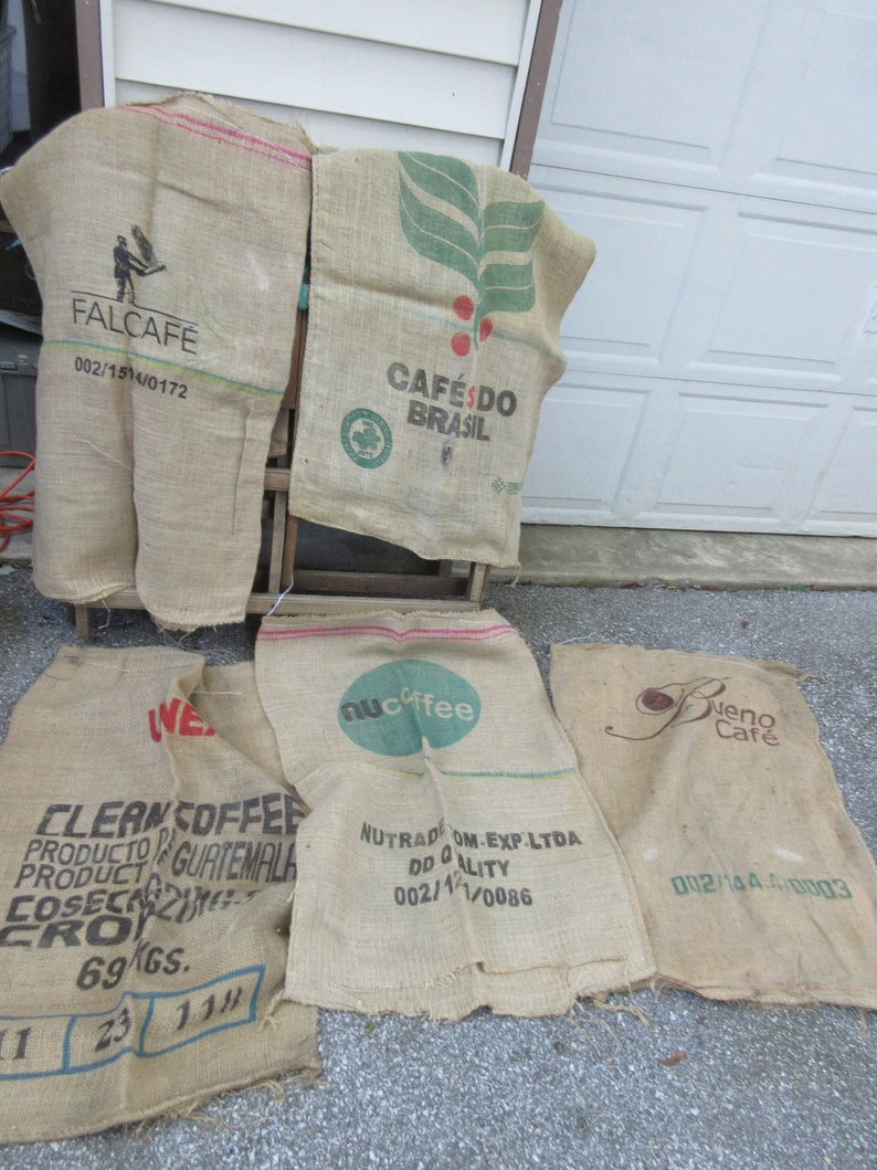 Burlap Coffee Bags Various Brands Used Etsy