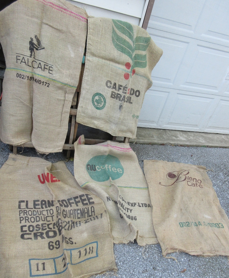 Burlap Coffee Bags Various Brands Used Etsy