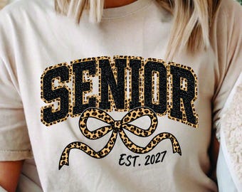 Senior 2027 PNG, senior leopard, coquette shirt PNG, senior class of 2027, graduation 2027, digital download only