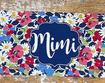 Personalized Mimi Floral License Plate, Any Name Car Tag