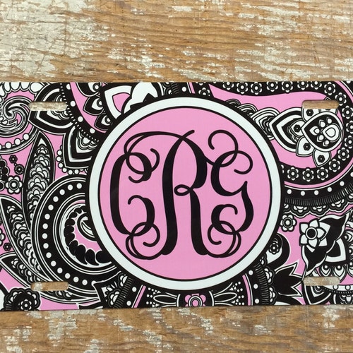 Black Paisley License Plate Monogram Car Tag New Metal Etsy