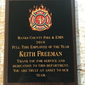 Firefighter award, fireman award, fireman plaque, Custom plaque, customize it with your words, different sizes available