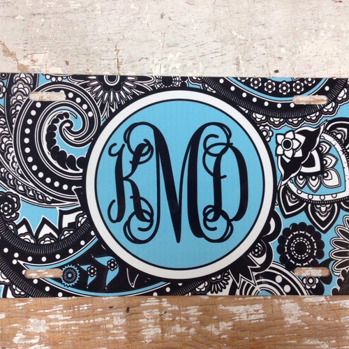 Black Paisley License Plate Monogram Car Tag New Metal Etsy