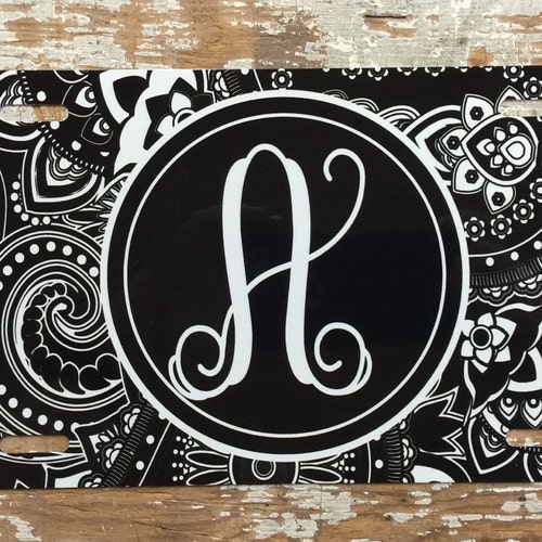 Black Paisley License Plate Monogram Car Tag New Metal Etsy