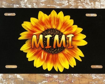 Sunflower Mimi License Plate - Custom Metal Car Tag