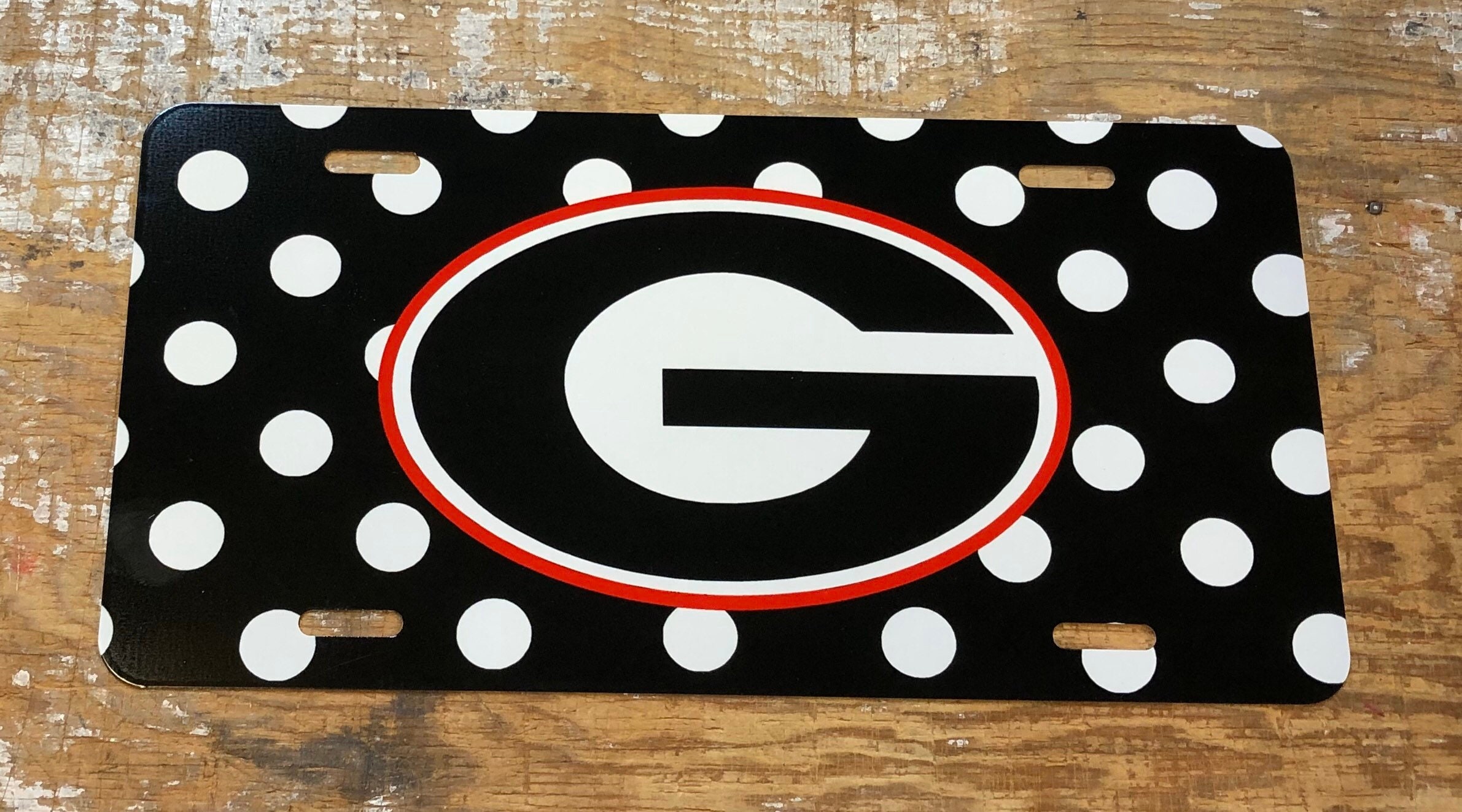 bulldogs car tag black polka dots Bulldogs Etsy