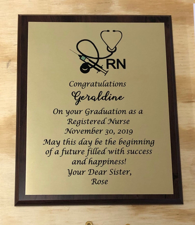 Nurse Award Nurse Plaque Custom Award Plaque Gold With Black Etsy