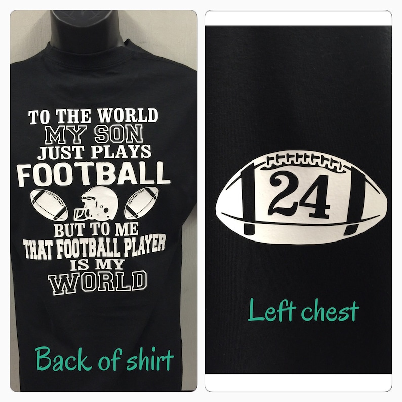 football mom shirt that football player is my world my son plays football shirt new personalized with your number image 1