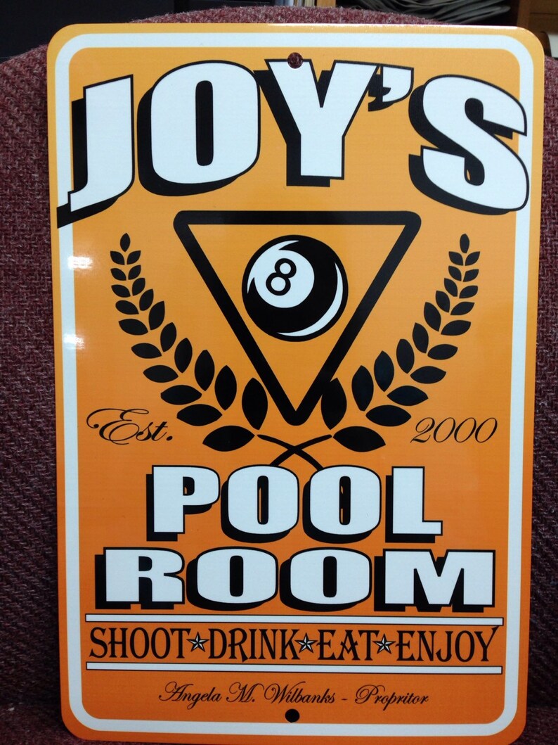 Billiard Sign Pool Sign Personalized Signs Metal Made to Order Etsy