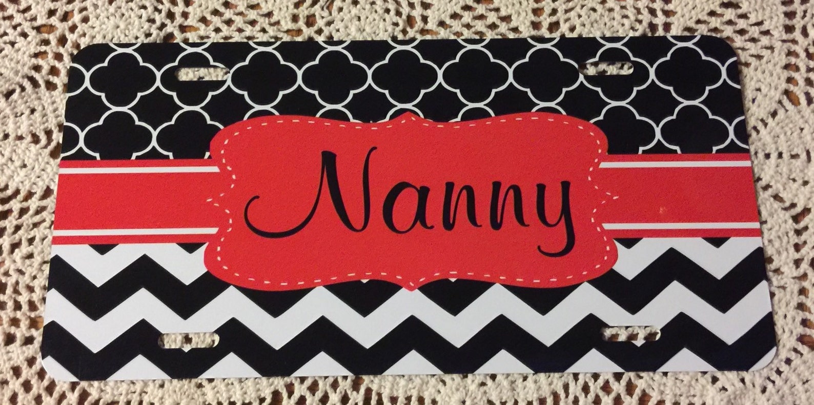 Black Chevron Nanny License Plate Nana Mimi Meme Granny Etsy